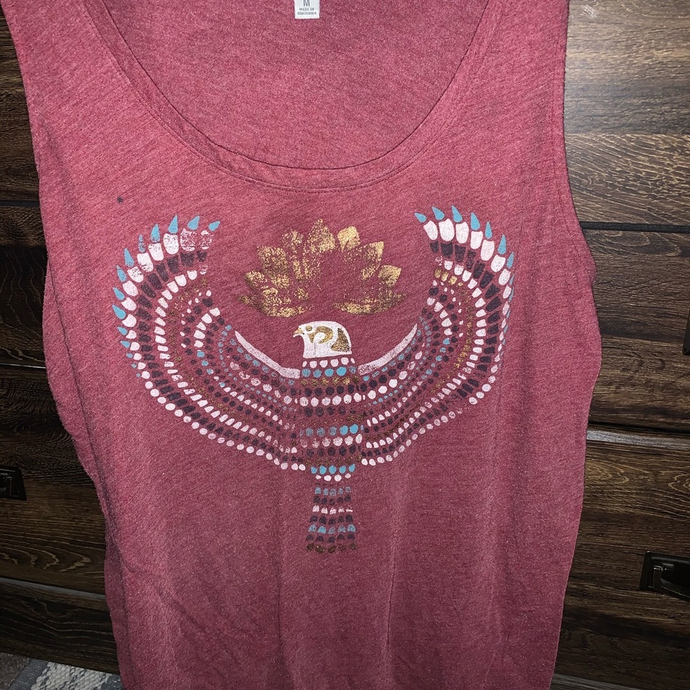 Lucky Brand Boho burgundy graphic tank top